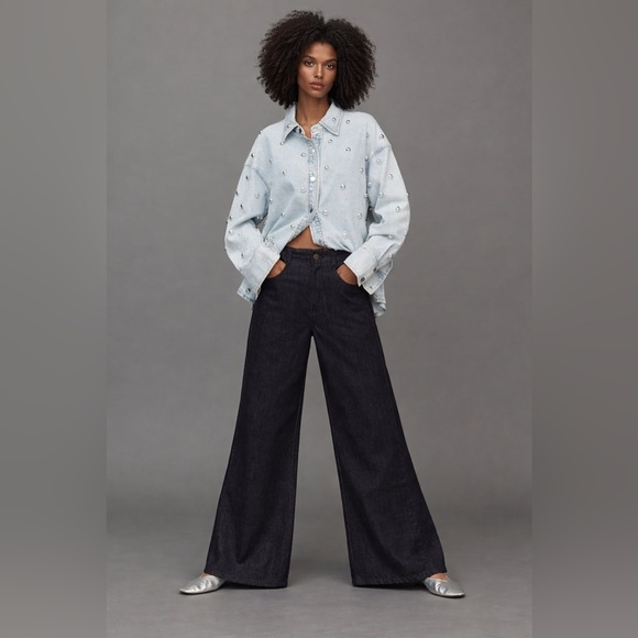 Pilcro Denim - Anthropology The Adi Sparkle Ultra High Rise Flare
Pants by Pilcro Size 28